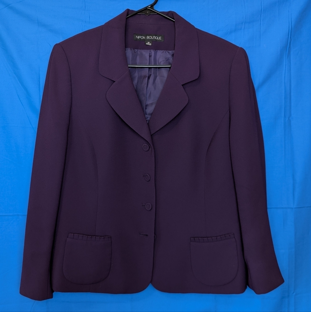 Nipon Boutique Purple Suit Jacket and Skirt Size 14